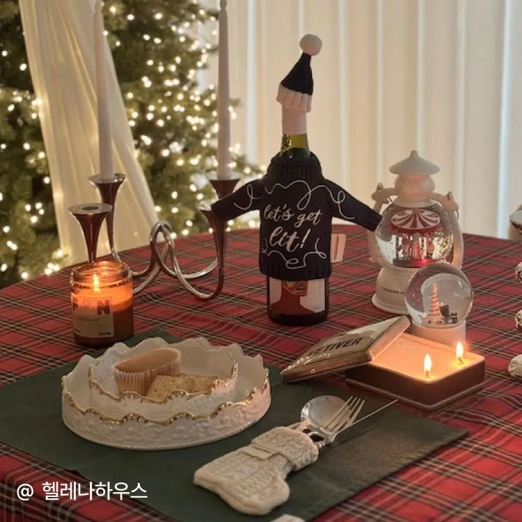 윈터하우스 최대할인 홈파티 체크 테이블보 테이블매트 와인커버 커트러리홀더