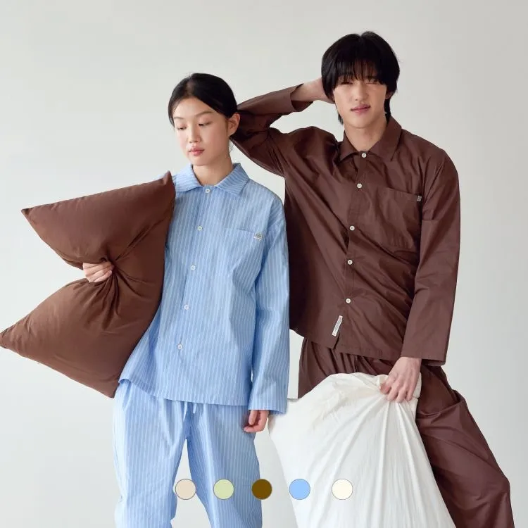 오늘의집 layer refine 고밀도 순면 퍼케일 긴팔 잠옷 파자마 세트 5colors M L