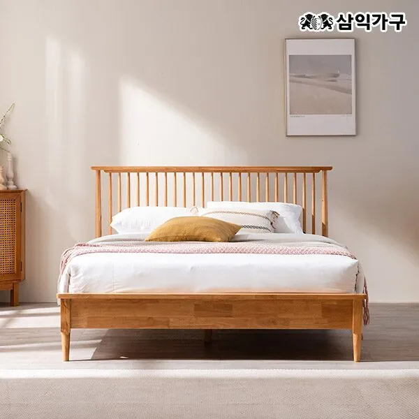삼익가구 위더스 고무나무 원목 통깔판 침대 매트포함 SS Q LK