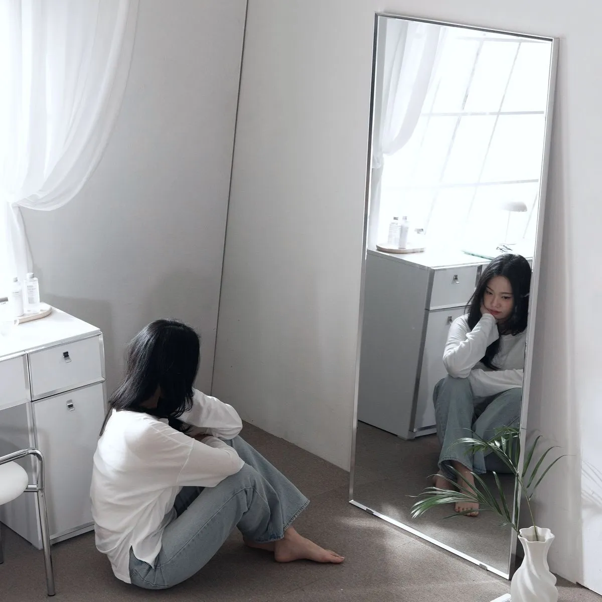 국내제작 오블릭 전신거울 스틸프레임 비산방지 400/600/800/1000