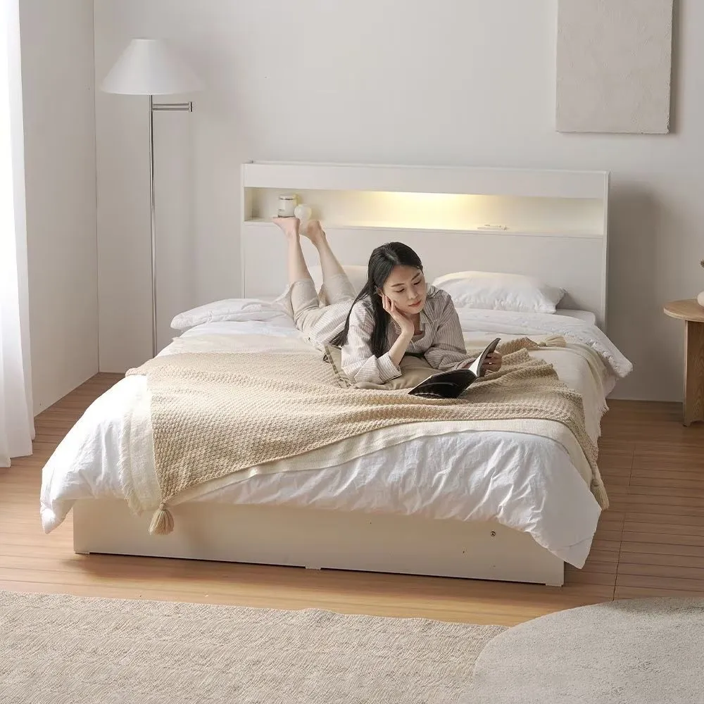 mu' 듀얼 3단 LED 벙커 수납 서랍 침대프레임 SS Q 매트추가할인
