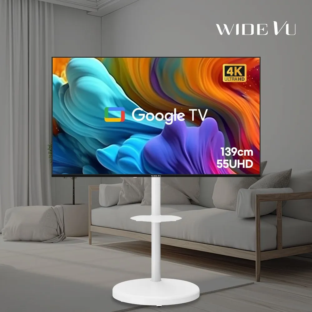 와이드뷰 와이드무빙뷰 구글스마트 139cm 55인치 4K UHD TV 삼탠바이미 스탠드 세트