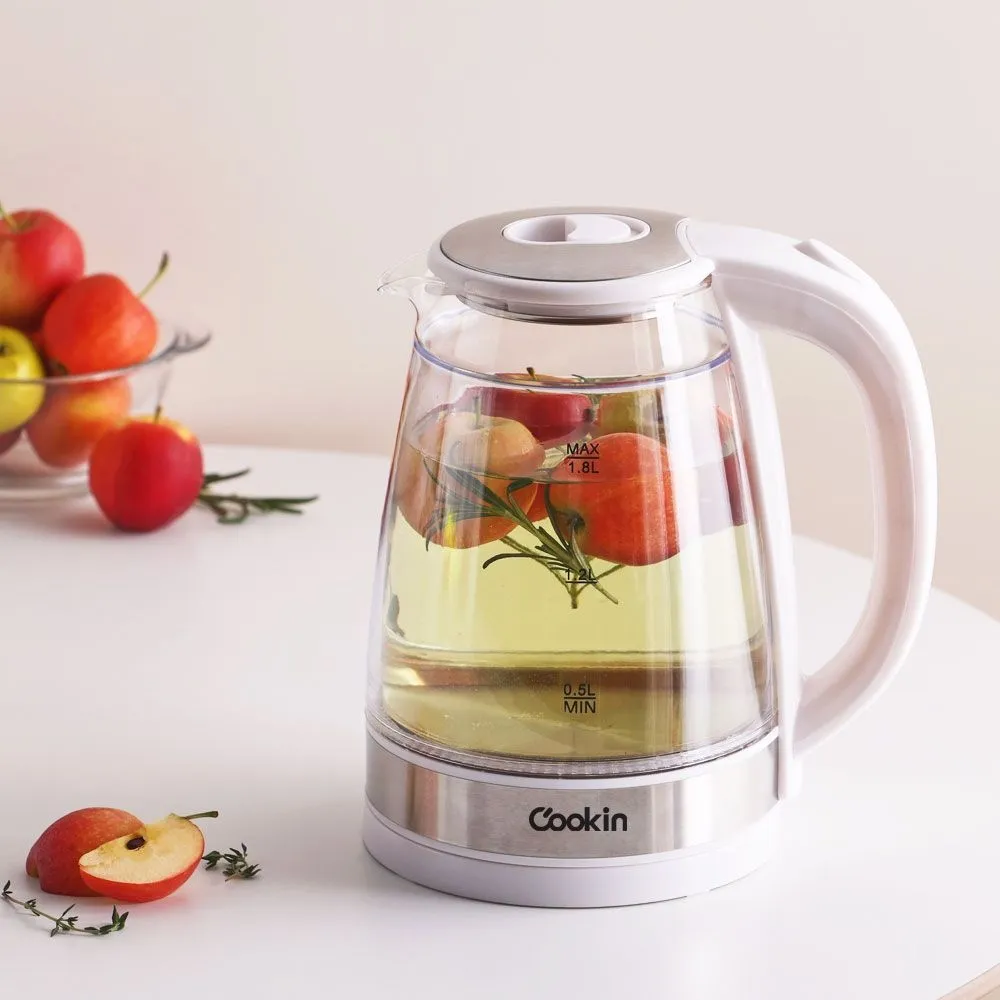 키친플라워 쿠킨 세이프 이중유리 전기포트 1.8L
