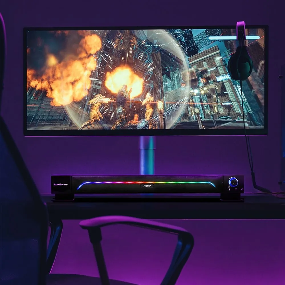 앱코 S600 RGB LED USB 사운드바 컴퓨터 스피커