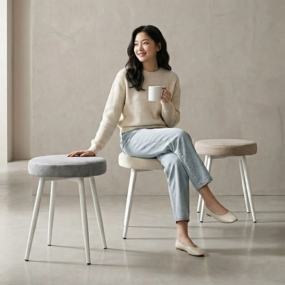브라보가구 발캡 닛 스툴 화장대의자 부클레 인테리어 카페 체어 의자