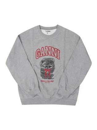 가니 GANNI A1060016 920 아이솔리 키티 로고 여성 맨투맨
