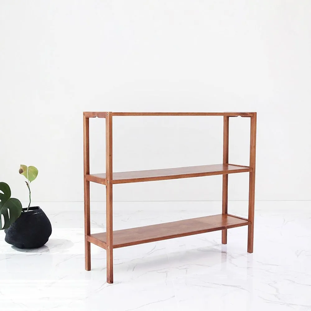 벤트리 브라운 원목 벤치 3단 선반 100cm