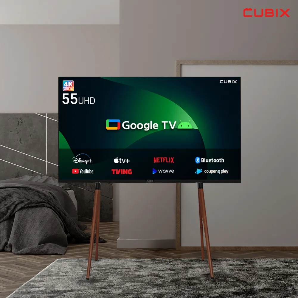 큐빅스전자 이젤큐빅스 139cm 55인치 구글 스마트 4K UHD TV 안드로이드 에너지1등급