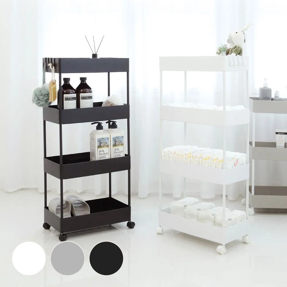 1+1 국내생산 이동식 트롤리 틈새 선반 수납장 4단 3colors