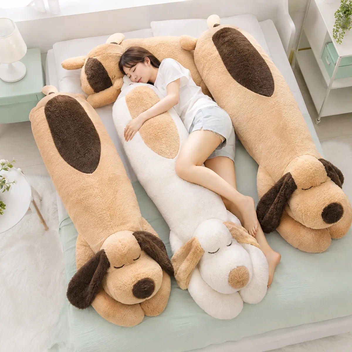 앤티키 강아지 긴 쿠션 안고자는 베개 동물 캐릭터 롱 대형 바디필로우