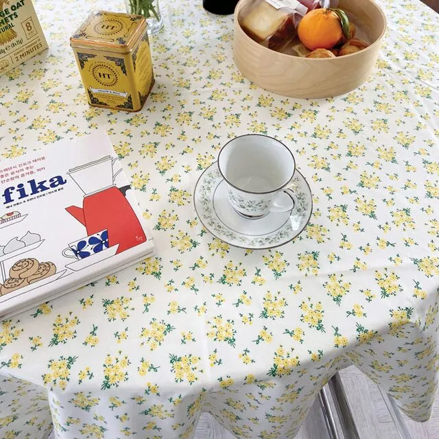 살림씨 플로렛 거즈 방수 사각 원형 홈카페 브런치 캠핑 식탁보 테이블보 5size 3color