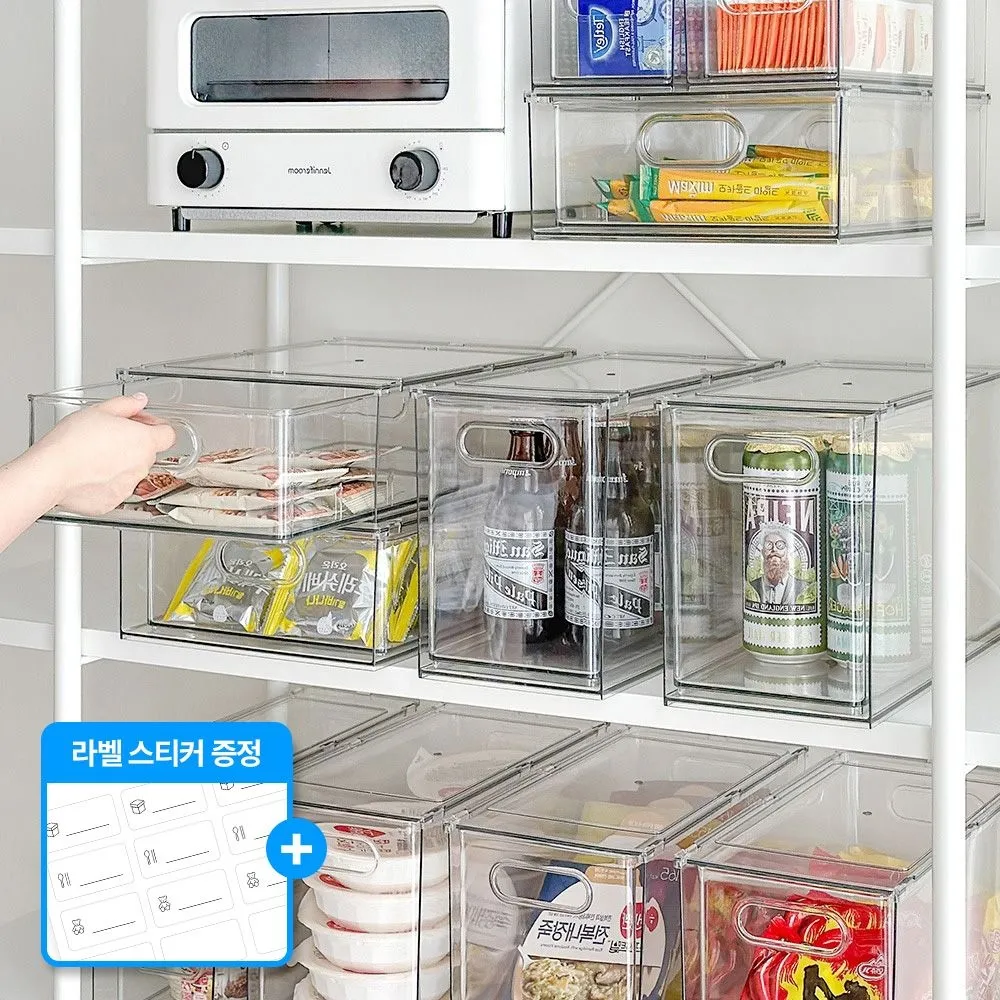 루시아이 프리미엄 투명 서랍 팬트리 정리함 아크릴 적층식 주방 리빙박스
