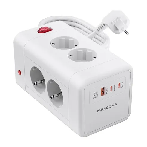 Paradoma 멀티탭 고속충전 KC인증 4000W 고용량 인테리어멀티탭 8구 USB-A 1개 C타입 2개