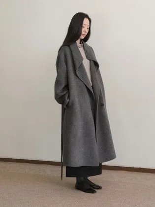 하우투러브미 알마 하이넥 캐시미어 핸드메이드 코트 gray