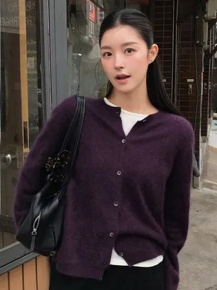 [다연 Pick] Silk cashmere wool cardigan [TIWT05CD04]_Purple
