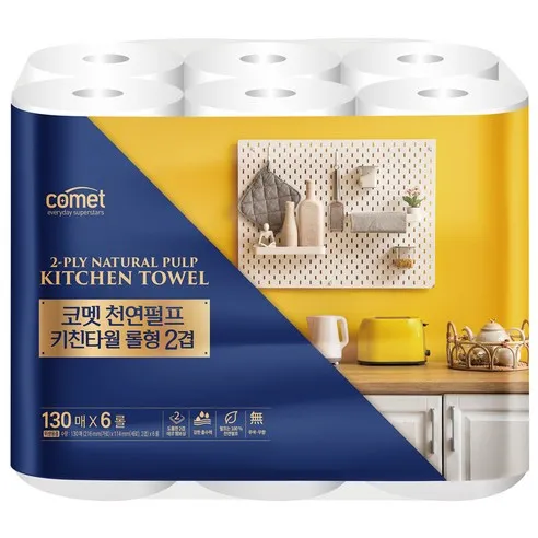 코멧 천연펄프 키친타월 롤형 2겹